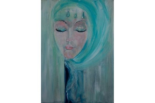 Donna con velo - Tempera - cm 50x70