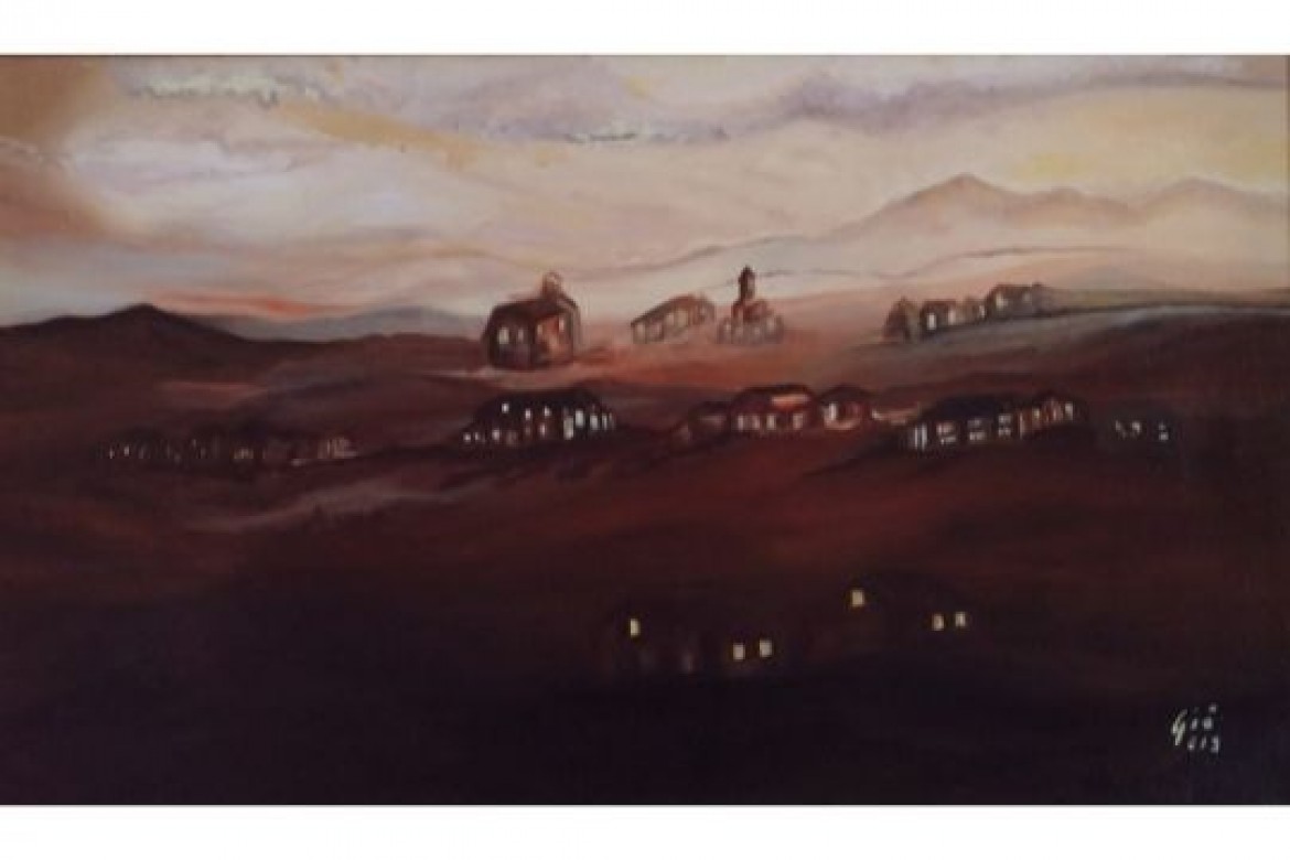 Alba sulla langa - Olio su tela - cm 86x54