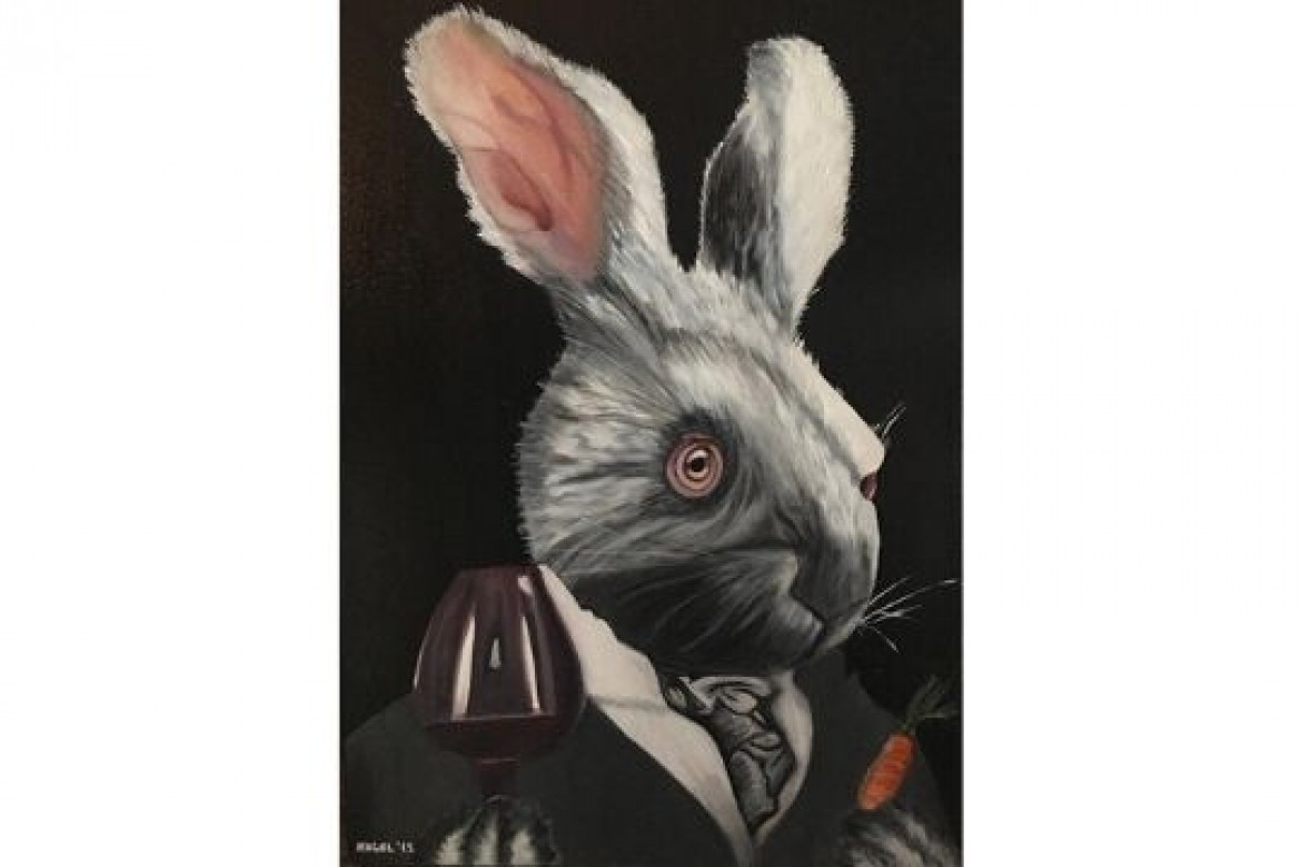 coniglio buongustaio - Olio su tela - cm 40x60 - € 350.00