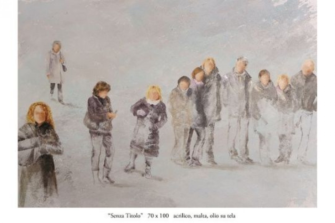 Senza Titolo - Acrilico, malta e olio su tela - cm 70x100 - € 1200.00