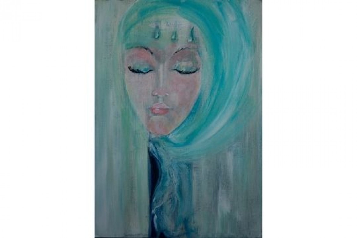 Donna con velo - Tempera - cm 50x70