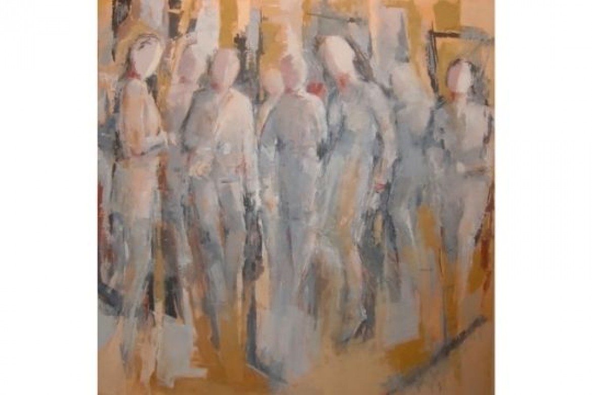 Grey People - Olio a Spatola - cm 100x100