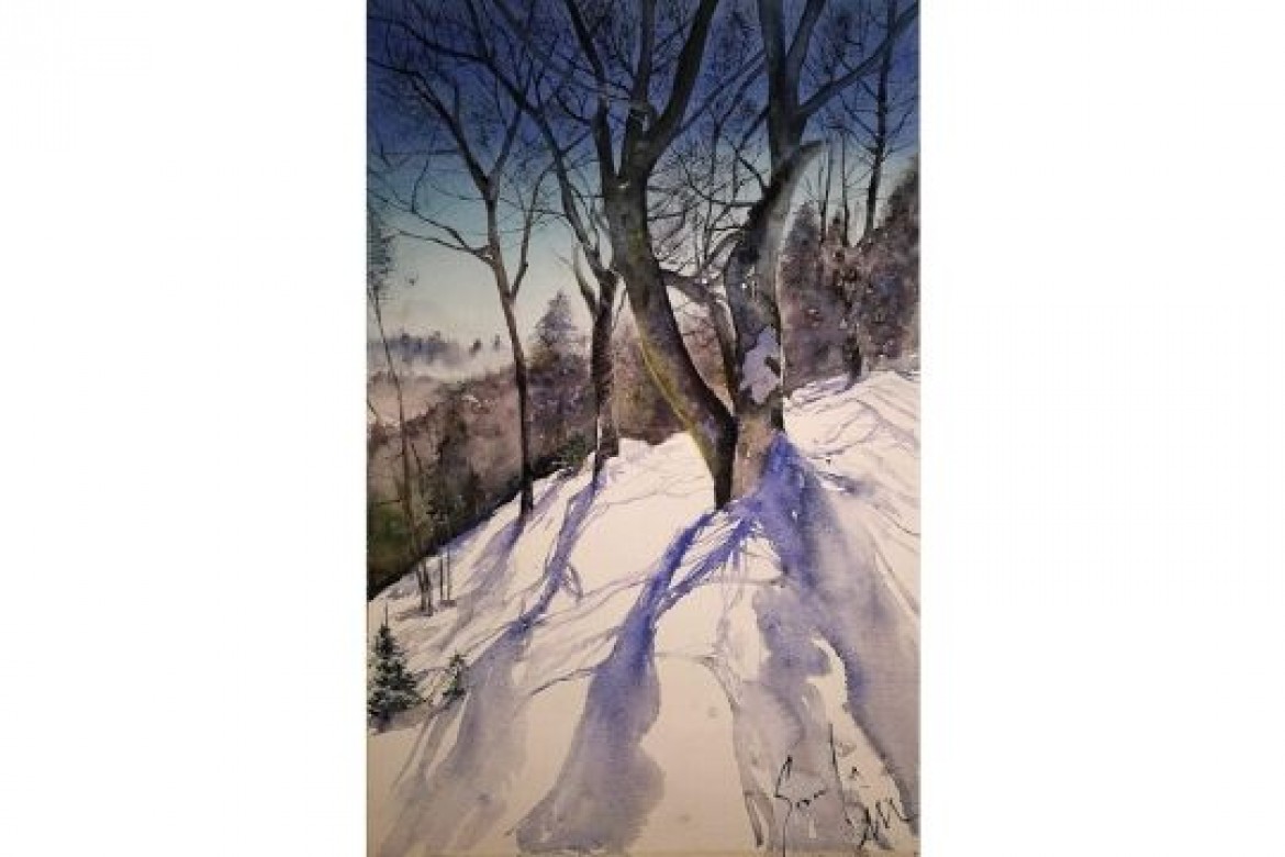 Il bosco d'inverno - acquerello - cm 56x38 - € 600.00