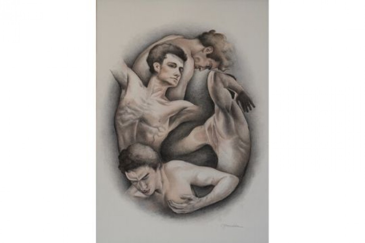 Vortice lento - Mista (acquerello + pastelli su carta) - cm 56x76