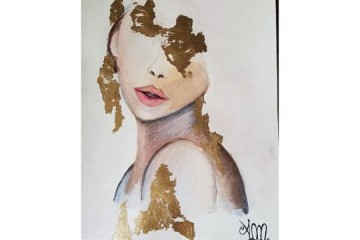 Giocando con Lindsay Rapp - Acrilico e foglia oro - cm 20x30