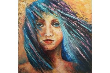 Capelli al vento - Olio spatolato - cm 60x60