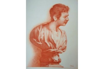 Uomo su piedistallo - Sanguigna su carta