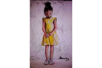 Vestito Giallo - Mista su Tela - cm 20x30