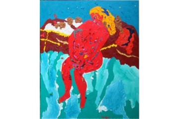 Katia con bimbo - Olio su tela - cm 120x100 - € 2750.00