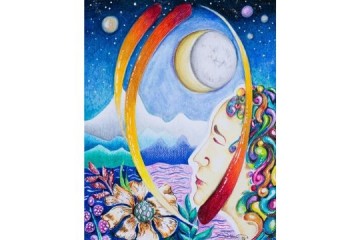 Preghiera alla luna - Pastello e acquerello - cm 18x24 - € 110.00