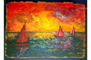 Tramonto sul mio mare - Acrilico su carta - cm 50x70 - € 1500.00